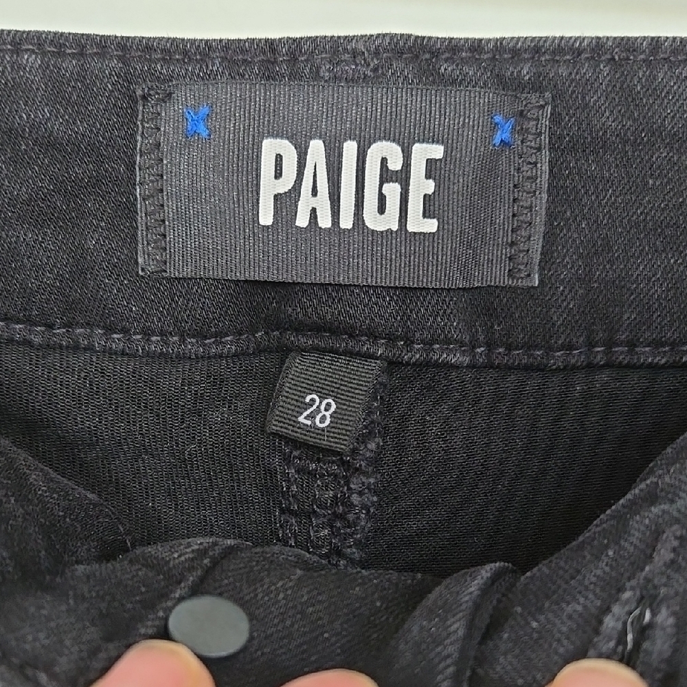 Paige Mayslie Black Coated Stretch-denim Trousers Size 28 - Picture 2 of 16